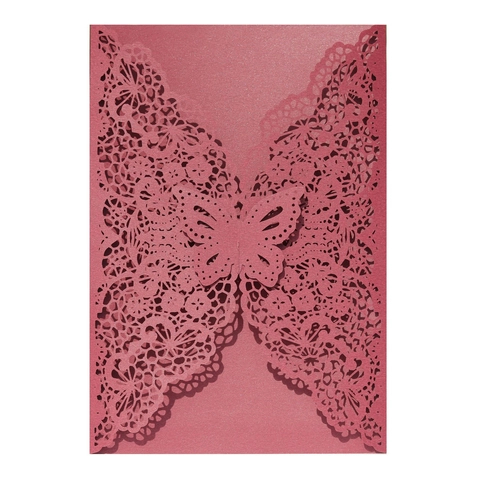 Elegant Laser Cut Butterfly Hollow Wedding Invitation Shell European Style Pearl Paper Lace Greeting Card For Party Event