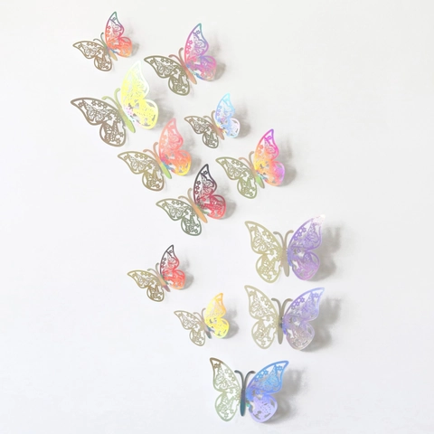 3D Mariposa Espejo Pegatinas de Pared Corte Láser Cartulina Mariposa Calcomanías para Boda Cumpleaños Fiesta Hogar
