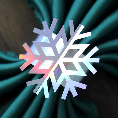 Portatovaglioli a Forma di Fiocco di Neve Tagliati al Laser in Carta Perlata con Finitura a Specchio per Decorazione Tavola