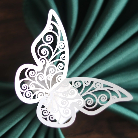 Ronds de Serviette Papillon Découpés au Laser en Papier Perlé Décoration de Table pour Mariage Banquet Fête