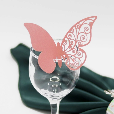 Segnaposti a Forma di Farfalla Intagliata al Laser in Carta Perlata Decorazioni da Tavola Vuote per Matrimonio Banchetto Festa