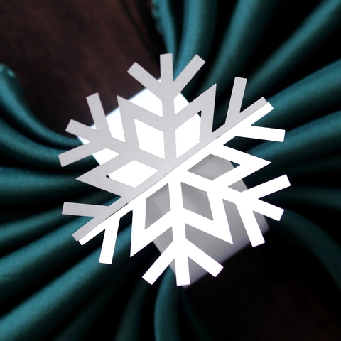 Snowflake Paper Napkin Rings Laser Cut Decor Wedding Christmas Gold Silver Rose Gold Holographic Mirror Finish Buckle