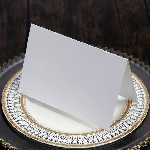 White Hollow Out Place Cards Pearlescent Paper Foldable Table Name Cards For Wedding Banquet Meeting Party Decoration