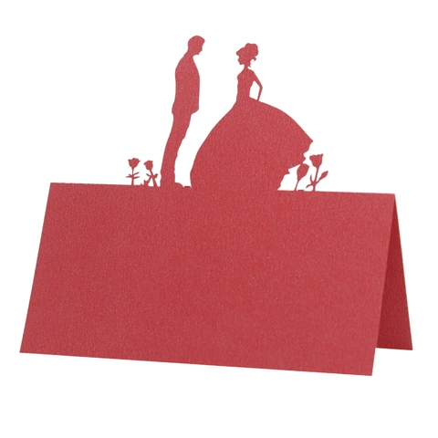 Segnaposto Matrimonio Taglio Laser Carta Perlata Silhouette Sposi Segnatavolo Decorazione Festa Romantica Traforata