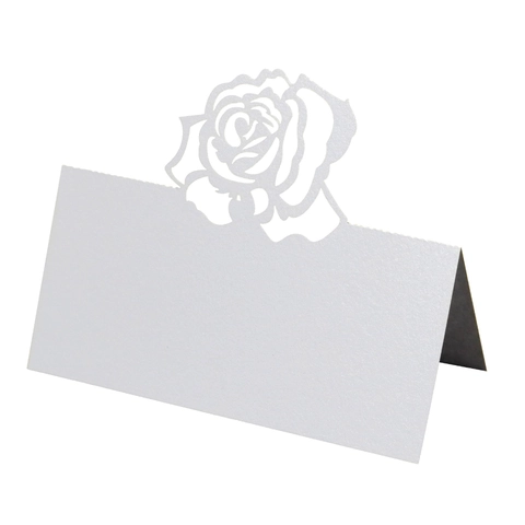 Marque-places de Table Rose Découpés au Laser Cartes de Nom en Papier Perlé Élégantes pour Décoration de Table de Mariage