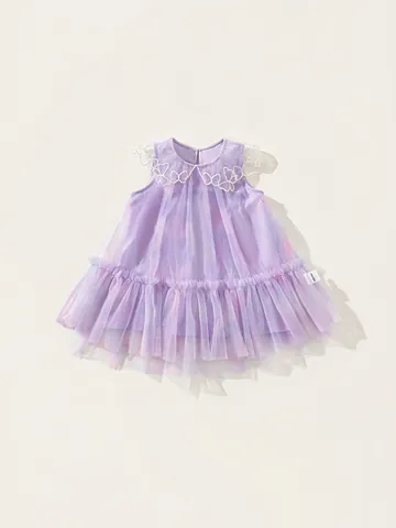 Mädchen Ärmellos Netz Patchwork Prinzessin Kleid Schmetterling Bestickt Ombre Geteilt Tüll Feen Partykleid Für Kinder