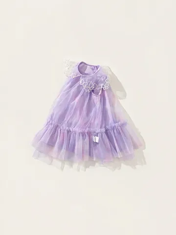 Mädchen Ärmellos Netz Patchwork Prinzessin Kleid Schmetterling Bestickt Ombre Geteilt Tüll Feen Partykleid Für Kinder