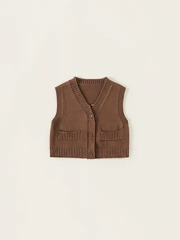 Boys Casual V Neck Knit Sweater Vest Soft Solid Color Cardigan Sleeveless Top For Children Spring Autumn Clothes