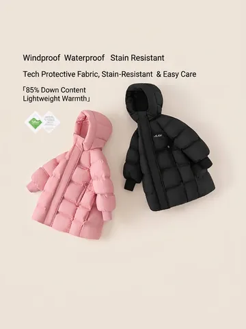 Girls Winter Long Hooded Down Coat Waterproof Nylon Puffer Jacket Warm White Duck Down Outerwear For Kids