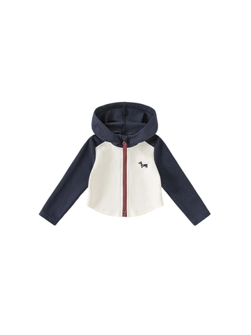 Girls Hooded Jacket Children Long Sleeve Raglan Sleeve Zip Up Animal Embroidery Casual Outerwear Kids Fall Top