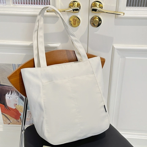 Bolso Tote de Nailon Minimalista de Gran Capacidad para Mujer Bolso de Hombro Informal de Color Sólido para la Escuela Trabajo Uso Diario Bolso de Moda