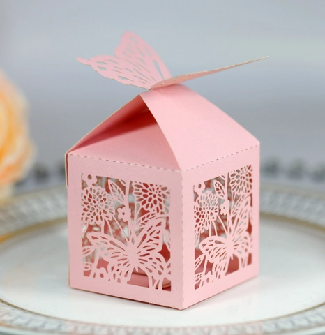 Lasergeschnittene Schmetterling Hohle Zuckerdose Perlmuttpapier Geschenkbox Für Hochzeit Party Gunst Schokolade Verpackung Box