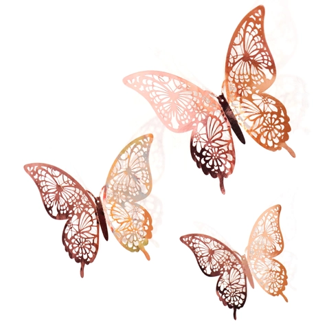 Lasergeschnitten Hohl Schmetterling Wandaufkleber Metallic Perlmuttpapier Dekoration Für Hochzeit Party Kuchen Home Dekor