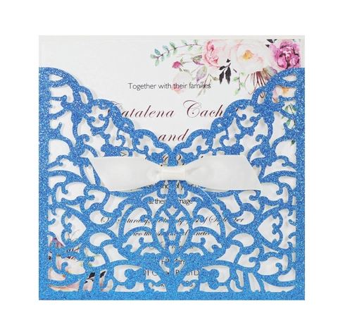 Elegantes Invitaciones De Boda Corte Láser Con Brillo Lazo Tarjeta Interna Floral Sobres Para Matrimonio Compromiso Fiesta De Cumpleaños Tarjetas De Felicitación