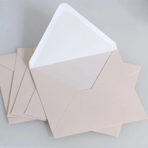 Elegant Pearlescent Paper Envelopes For Wedding Invitations Light Pink V-Flap Greeting Card Packaging Envelopes