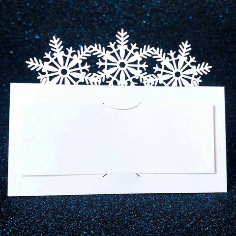 Tarjetas de Lugar de Papel Perlado de Copo de Nieve Cortadas con Láser para Bodas Navidad Fiesta Banquete Decoración de Mesa