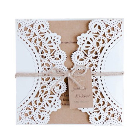 White Laser Cut Wedding Invitation Shell European Hollow Lace Greeting Card For Ceremony Party Pearl Paper Invitation