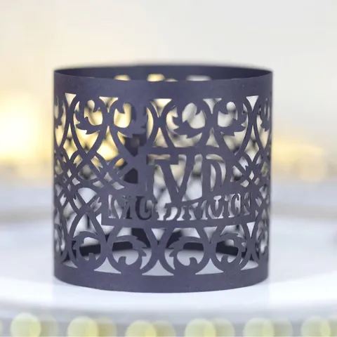 Laser Cut Paper Napkin Rings Mubarak Hollow Vine Design Wedding Banquet Table Decoration Elegant Pearl Paper Holder