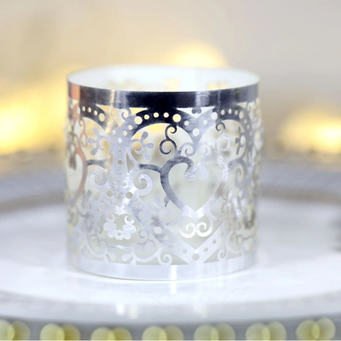 Ronds de Serviette en Papier en Forme de Cœur Découpés au Laser Élégante Boucle de Serviette en Papier Nacré pour Décoration de Table