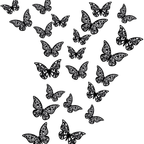 3D Hollow Butterfly Wall Stickers Laser Cut Filigree Pearl Paper Decorative Stickers For Home Wedding Party Bedroom Wall Decor