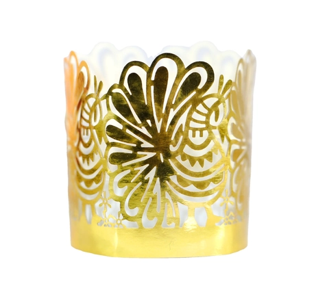 Laser Cut Pearlescent Paper Lamp Shades Hollow Floral LED Candle Wrap Border For Wedding Birthday Party Table Decoration