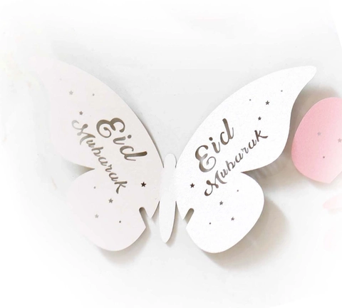 Schmetterling Becher Platzkarten Eid Mubarak Tischdekoration Laser Cut Perlglanzpapier Weinglas Karten Für Ramadan Party Feier