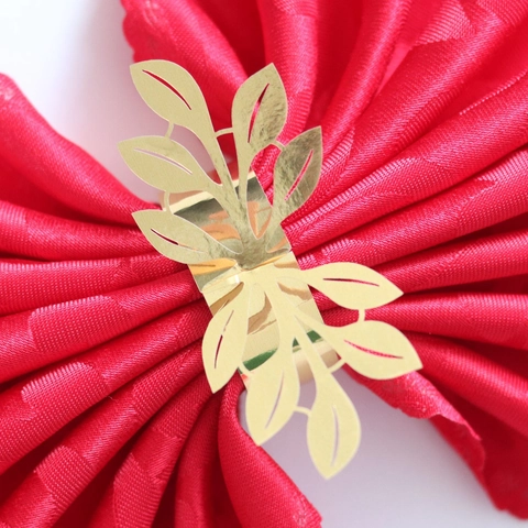 Ronds De Serviette Feuille Découpés Au Laser Or Réfléchissant Papier Perlé Décoration De Table Pour Mariage Banquet Fête