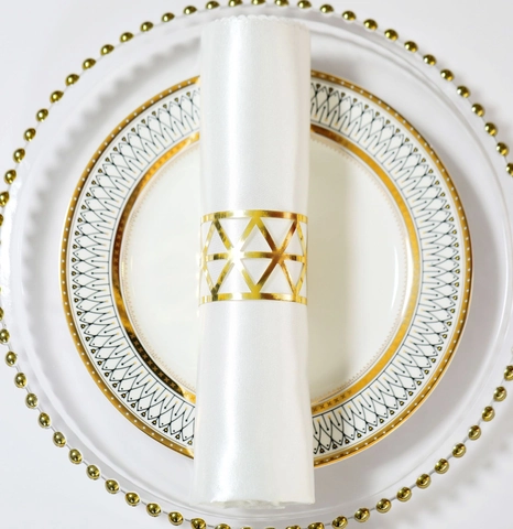 Geometric Hollow Out Paper Napkin Rings Gold Metallic Luster Napkin Buckle For Wedding Banquet Party Table Decoration