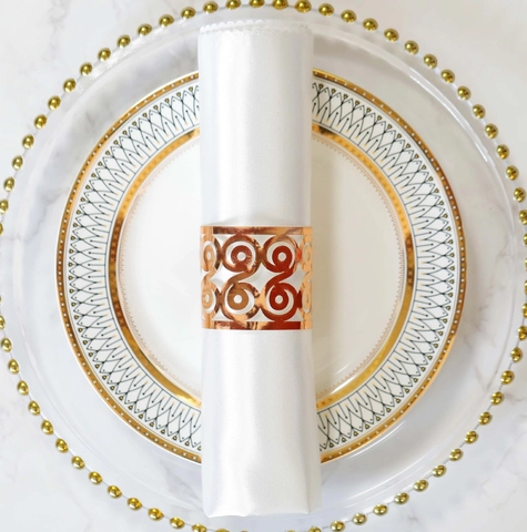 Laser Cut Hollow Napkin Rings Pearlescent Paper Reflective Table Decor For Wedding Banquet Hotel Party Table Decorations