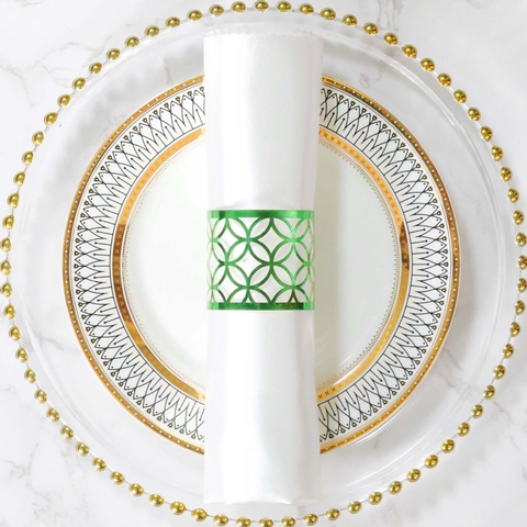 Servilleteros De Papel Perlado Cortado Con Láser Geométrico Hebilla De Servilleta Reflectante De Oro Plata Para Decoración De Mesa De Hotel De Boda