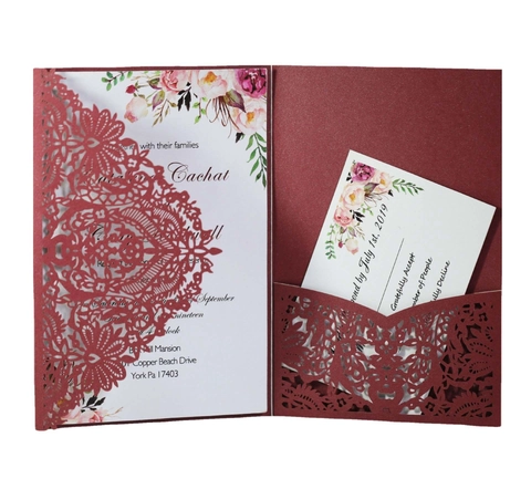 Eleganti Inviti di Nozze Tagliati al Laser Pizzo Carta Perlata Biglietti d'Auguri Cavi Con Buste Per Matrimonio Festa Cerimonia