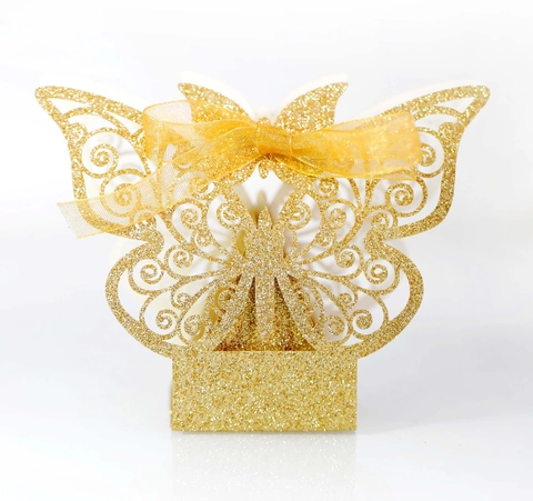 Butterfly Laser Cut Candy Boxes Glitter Paper Gift Favor Box With Ribbon For Wedding Party European Hollow Chocolate Box