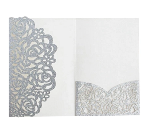 Elegant Laser Cut Rose Invitation Card Glitter Pearl Paper Hollow Floral Greeting Card For Wedding Celebration Party Event