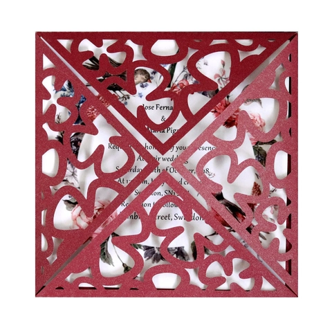 Laser Cut Wedding Invitations Pocket Kit Floral Hollow Out Pearlescent Paper Invitation Cards For Marriage Party Engagement Graduation Ceremonies