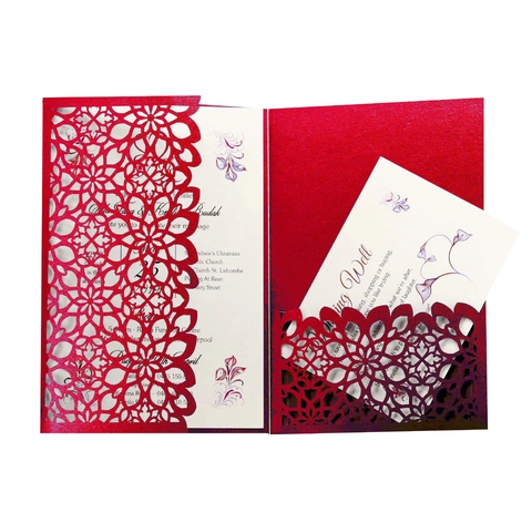 Elegant European Laser Cut Wedding Invitation Cards Floral Hollow Out Pearl Paper Invitations For Engagement Banquet Celebration Party