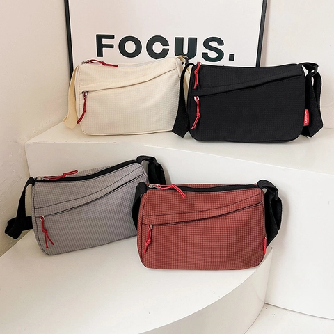Women Fashion Synthetic Leather Fine Grid Pattern Crossbody Bag Urban Minimalist Small Square Shoulder Bag For Daily