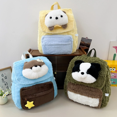 Schattige Pluche Cartoon Dier Rugzak Voor Kinderen Tieners Grote Capaciteit Zachte Schooltas Reizen Casual Rugzak