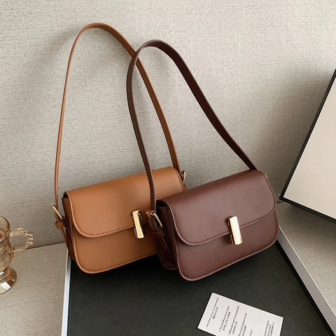 Vintage Klappe Schultertasche Für Damen Retro Quadratisch Achseltasche Mit Goldenem Metallschloss Verstellbarer Gurt Mode Handtasche
