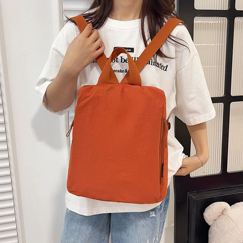 Zaino in Nylon alla Moda da Donna Impermeabile Grande Capacità Cartella per Studenti Minimalista Leggero da Viaggio