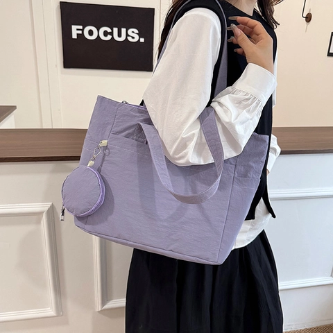 Bolso de Mano de Gran Capacidad para Mujer Sencillo Bolso de Hombro de Cuero Sintético Con Bolso Redondo Pequeño Bolso Informal para Escuela