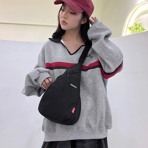 Borsa da Petto Casual da Donna in Misto Cotone e Poliestere Leggera Borsa a Tracolla con Etichetta Fashion per Viaggi e Sport