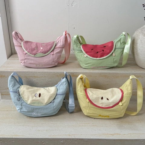 Süße Frucht Thema Nylon Umhängetasche Für Damen Koreanischen Stil Leichte Lässige Reise Schultertasche Apfel Wassermelone Birne Muster