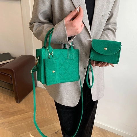 Set di Borse a Mano Trapuntate da Donna Include Borsa Tote Tracolla e Piccola Pochette Moda Casual Spalla in Poliestere