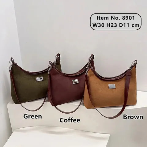 Bolso de Hombro de Cuero Sintético Vintage para Mujer Textura de Ante Minimalista Media Luna Bolso de Axila Retro Elegante Hobo