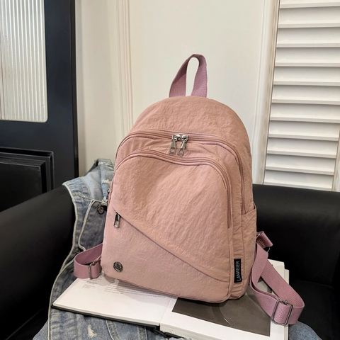 Mochila de Nailon Casual para Hombre y Mujer Impermeable Gran Capacidad Bolsa Escolar Moda Viaje Color Sólido