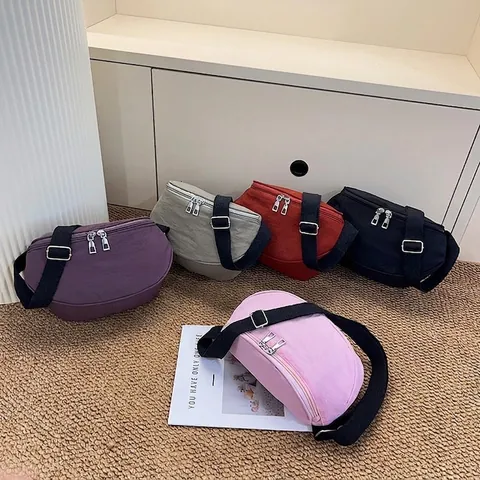 Borsa a Tracolla in Tessuto Oxford Impermeabile da Donna Minimalista a Mezzaluna Borsa da Petto Sportiva per Ciclismo Marsupio