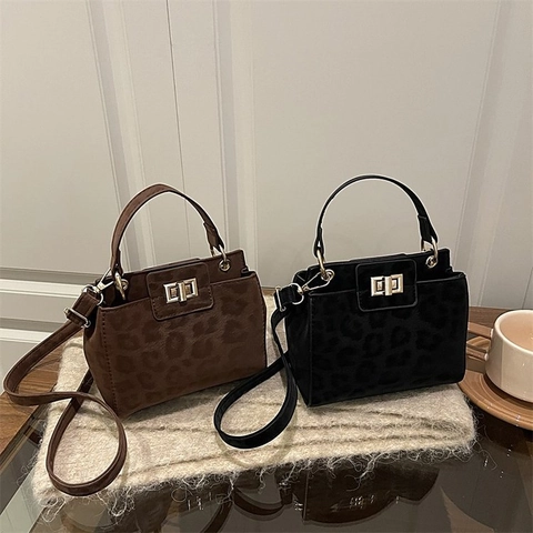 Damen Mode Leopardenmuster Umhängetasche Synthetikleder Crossbody Handtasche Mit Metallschloss Trendy Satchel Für Den Alltag