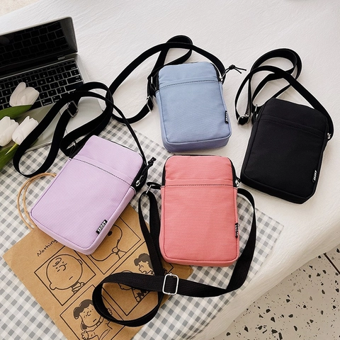 Bolso para Móvil de Nailon Minimalista Urbano para Mujer Bolso de Hombro Cuadrado Pequeño Casual Con Correa Ajustable