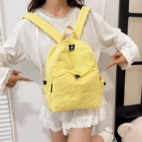 Mochila Casual de Nailon Ligera para Mujer Hombre Bolsa Escolar Resistente al Agua Mochila de Viaje Con Bolsillo Con Cordón