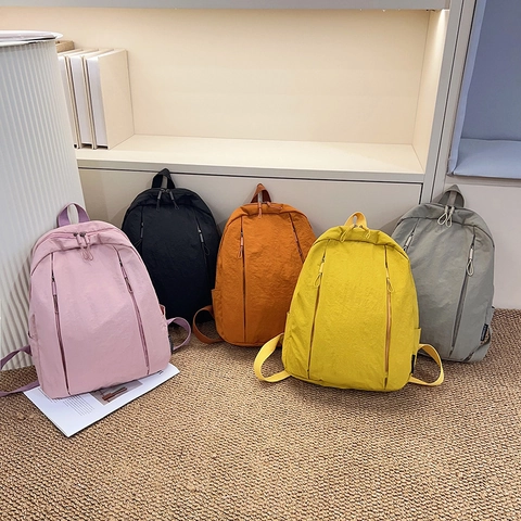 Minimalistischer Solid Color Damen Rucksack Großes Fassungsvermögen Leichtes Kunstleder Schultasche Alltags Reise Schultertasche